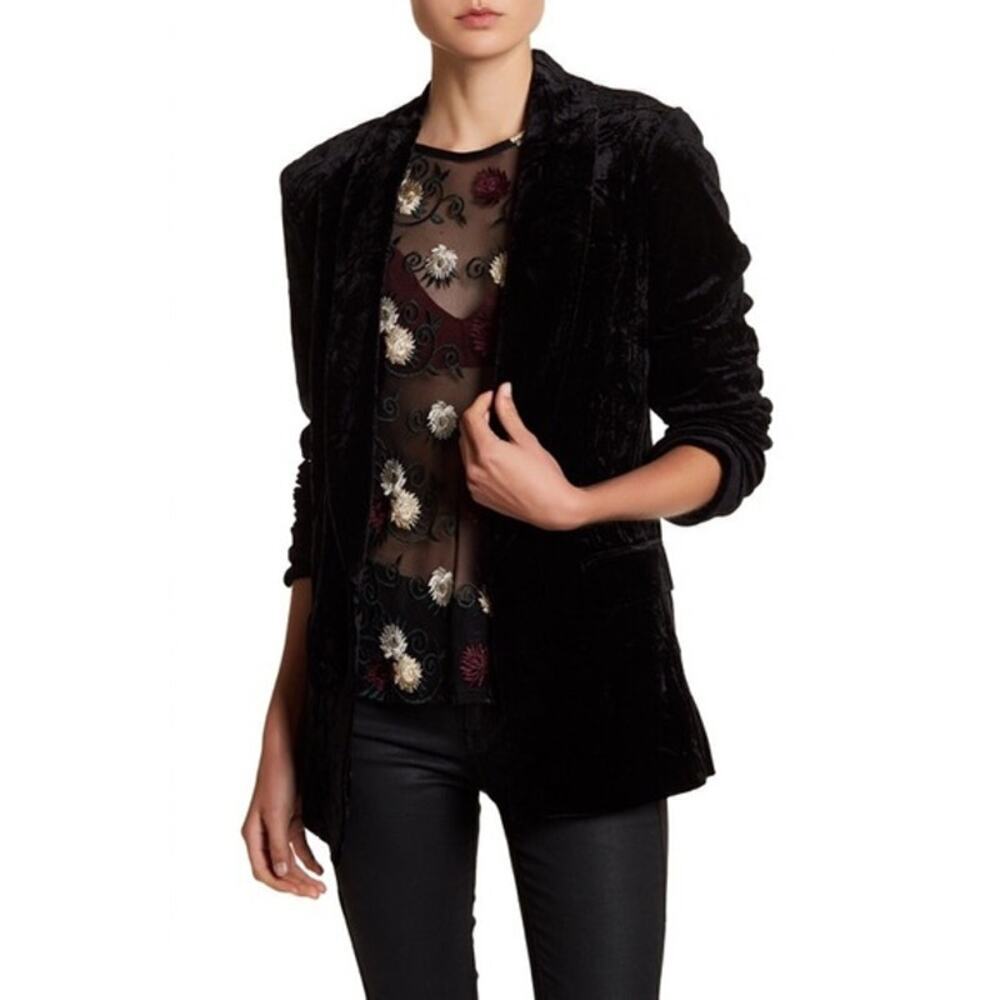 Ro & De Embroidered Sheer Top Black Size S